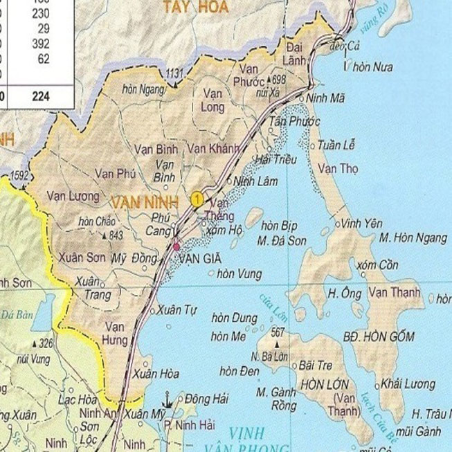 Bản đồ hành chính huyện Vạn Ninh 