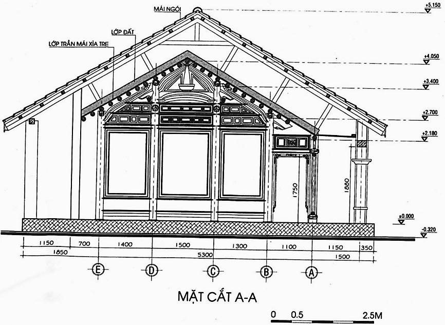 Bản vẽ nhà lá mái của người Chăm ở Bình Định