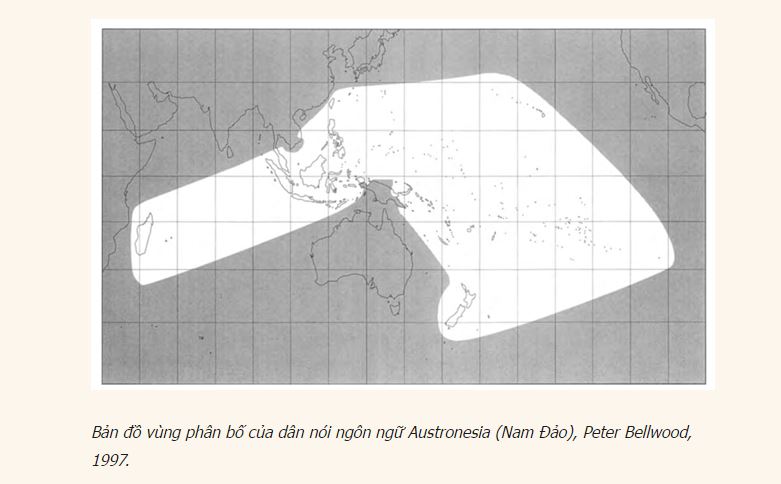 Bản đồ vùng phân bố của dân nói ngôn ngữ Austronesia (Nam Đảo), Peter Bellwood, 1997.