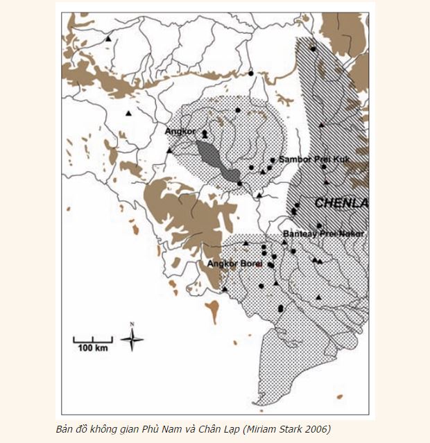 Bản đồ không gian Phù Nam và Chân Lạp (Miriam Stark 2006)