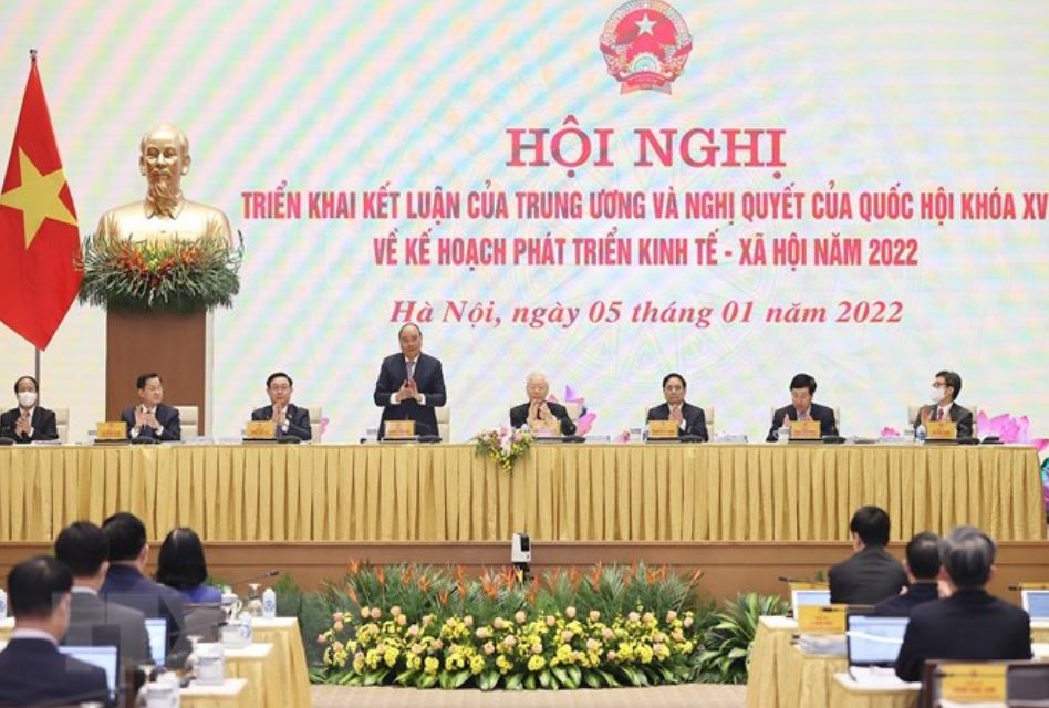 Chủ tịch nước Nguyễn Xuân Phúc dự hội nghị. (Ảnh: Dương Giang/TTXVN)