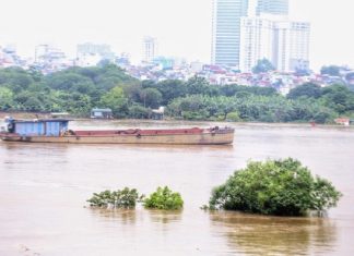 Mực nước sông Hồng tại Hà Nội lên cao