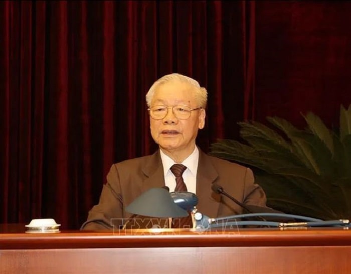 Tổng Bí thư Nguyễn Phú Trọng phát biểu kết luận hội nghị. Ảnh: Trí Dũng/TTXVN