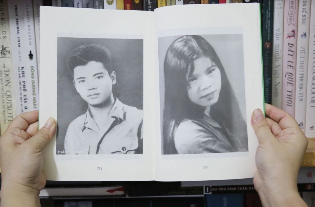 Ảnh chân dung liệt sĩ Trần Minh Tiến và bà Vũ Lưu Liên (hồi trẻ) in trong sách. Ảnh: Minh Châu.