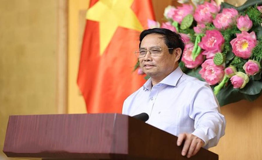 Thủ tướng Phạm Minh Chính phát biểu tại buổi làm việc (Ảnh: Dương Giang/TTXVN)
