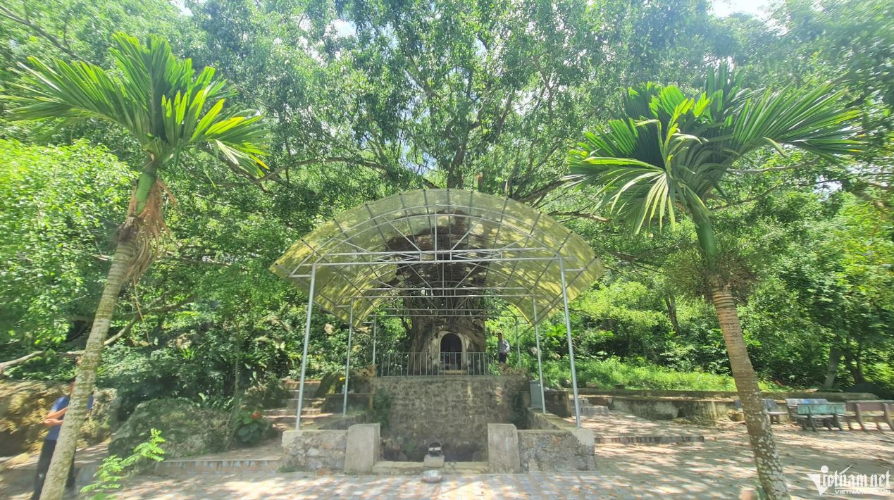 Truoc mat ngoi den la gieng ngoc min - Gốc cây si ôm trọn ngôi đền cổ ở Thanh Hóa