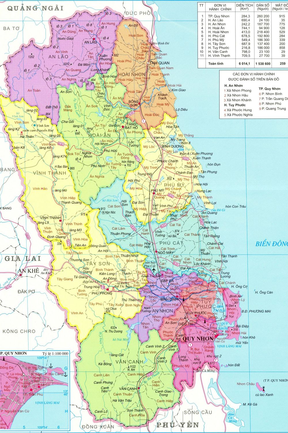 Ban do tinh Binh Dinh min - Bản đồ các tỉnh Duyên Hải Nam Trung Bộ năm 2022
