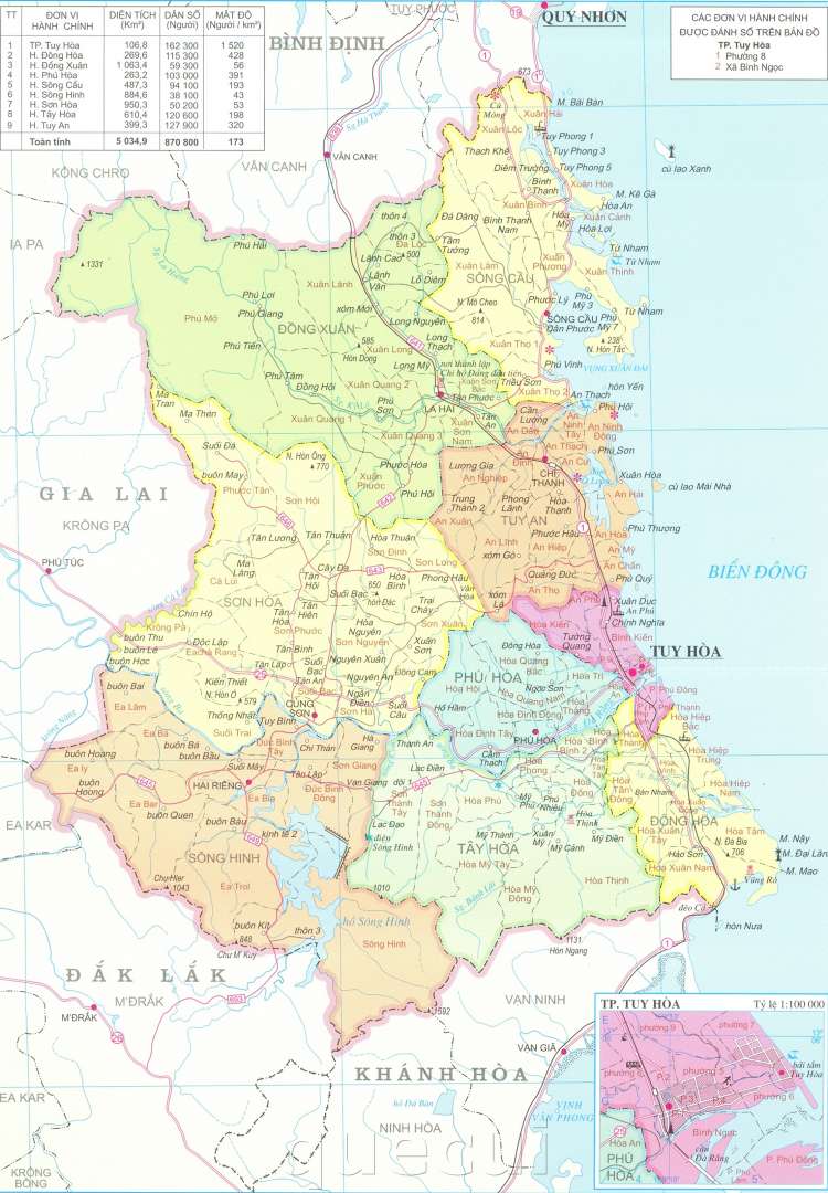 Ban do tinh Phu Yen min - Bản đồ các tỉnh Duyên Hải Nam Trung Bộ năm 2022