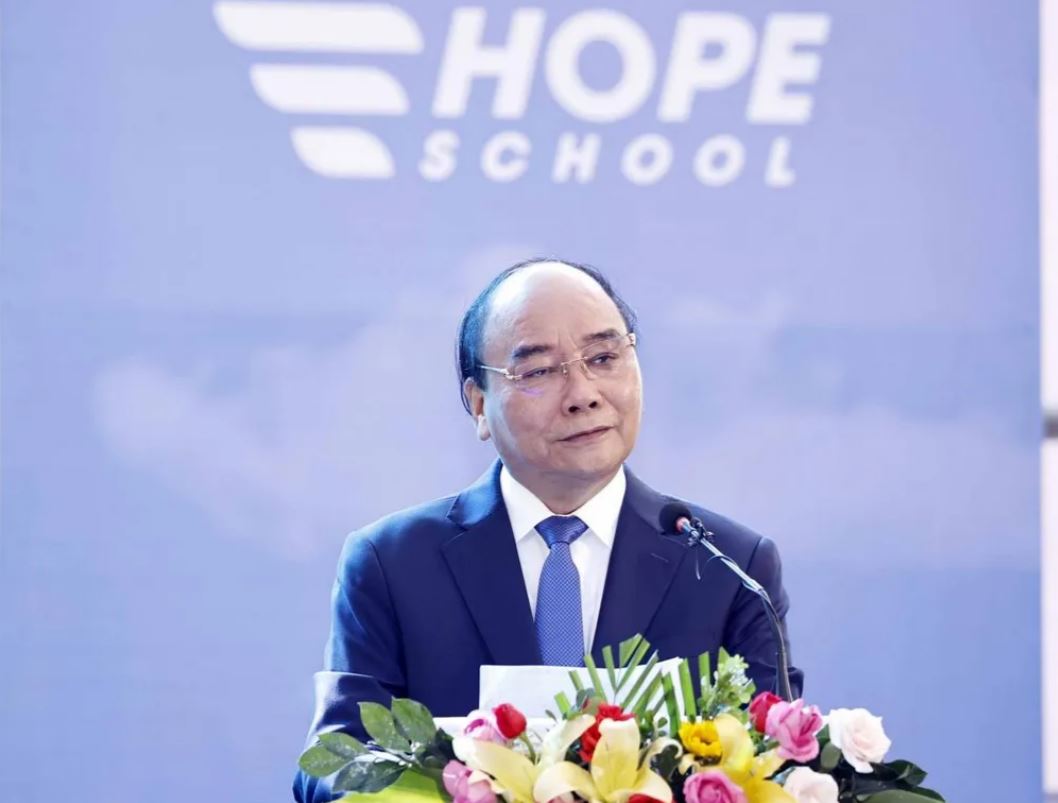 Chủ tịch nước phát biểu tại Ngày hội tới trường của học sinh trường Hy Vọng.