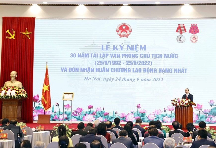 Chủ tịch nước Nguyễn Xuân Phúc phát biểu tại lễ kỷ niệm. 