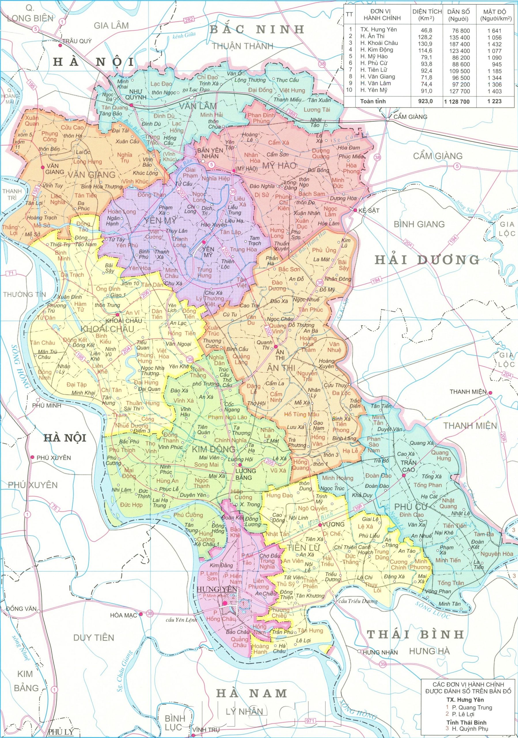 Ban do hanh chinh tinh Hung Yen kho lon nam 2022 min scaled - Bản đồ các tỉnh vùng Đồng bằng Sông Hồng năm 2022