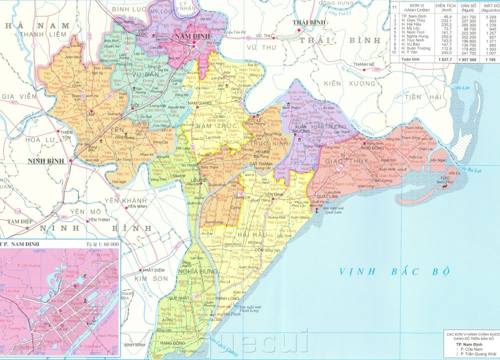 Ban do hanh chinh tinh Nam Dinh nam 2022 min - Bản đồ các tỉnh vùng Đồng bằng Sông Hồng năm 2022