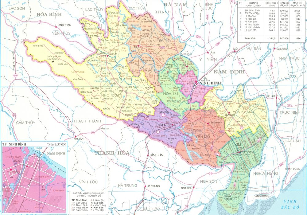 Ban do hanh chinh tinh Ninh Binh nam 2022 min - Bản đồ các tỉnh vùng Đồng bằng Sông Hồng năm 2022