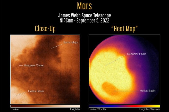 NASA công bố bức ảnh đầu tiên của James Webb về hình ảnh Sao Hỏa