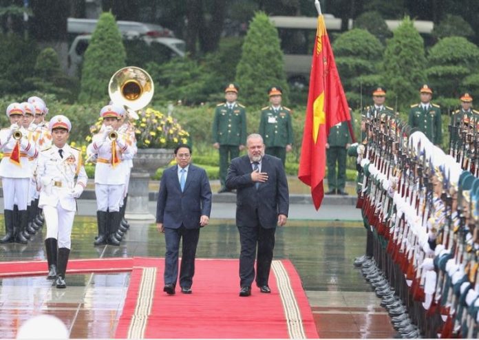 Thủ tướng Chính phủ Phạm Minh Chính chủ trì lễ đón Thủ tướng Cộng hòa Cuba Manuel Marrero Cruz thăm hữu nghị chính thức Việt Nam