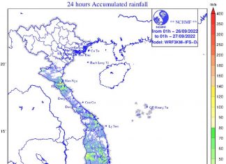 Tin cảnh báo mưa lớn ở Trung Bộ và Tây Nguyên; mưa dông và mưa lớn cục bộ, lốc, sét và gió giật mạnh ở Trung Bộ, Tây Nguyên và Nam Bộ