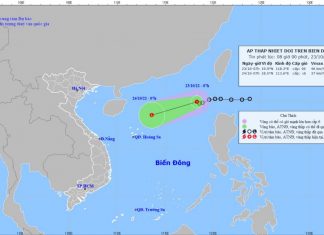 Đang xuất hiện áp thấp nhiệt đới trên biển đông