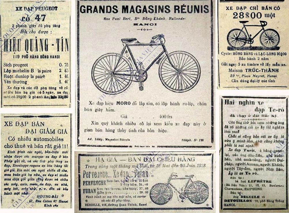 Quảng cáo xe đạp trên các báo Trung Hòa nhật báo, Hà thành ngọ báo cuối thập niên 1920.
