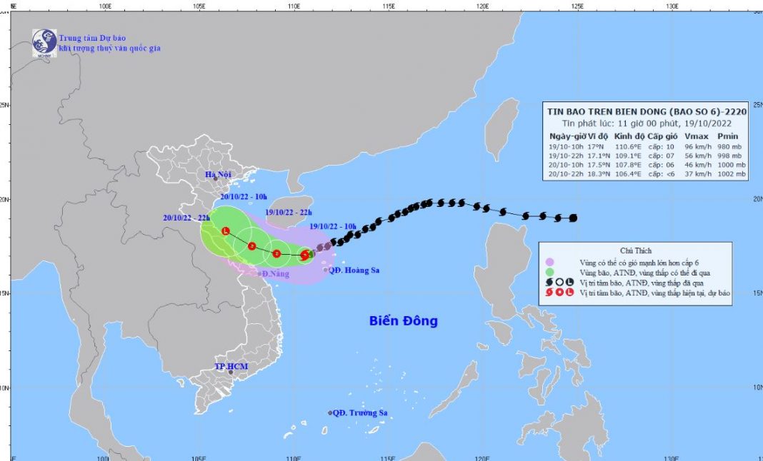 TIN BÃO TRÊN BIỂN ĐÔNG (Cơn bão số 6) - VSD Khí Tượng Thủy Văn