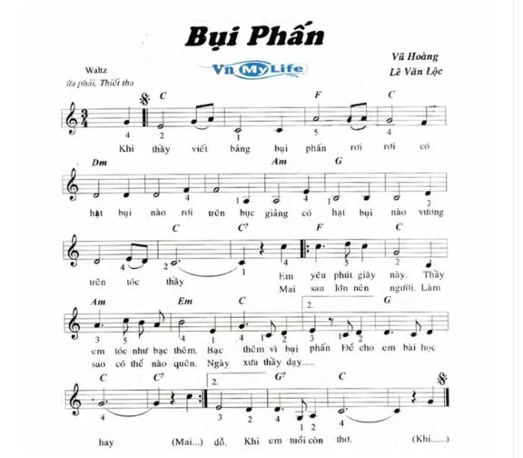 Ca khúc "Bụi phấn" của nhạc sĩ Vũ Hoàng, ý thơ Lê Văn Lộc