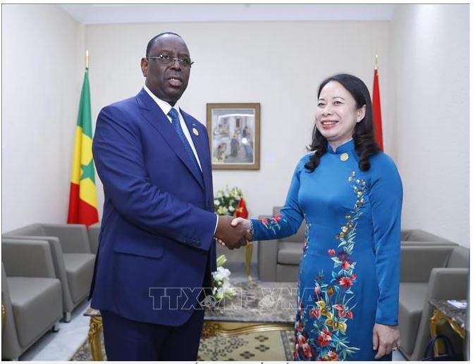 Phó Chủ tịch nước Võ Thị Ánh Xuân gặp Tổng thống Senegal Macky Sall.