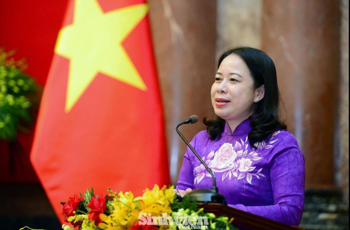 Phó Chủ tịch nước Võ Thị Ánh Xuân phát biểu tại buổi gặp mặt.