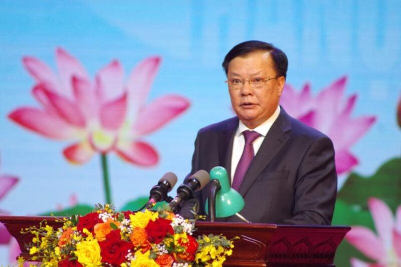 Bí thư Thành ủy Hà Nội Đinh Tiến Dũng đã trình bày diễn văn tại Lễ kỷ niệm.