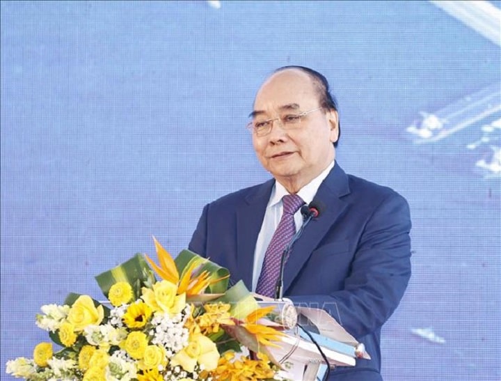 Chu tich nuoc Nguyen Xuan Phuc phat bieu tai buoi le min - Chủ tịch nước: Cần đảm bảo tiến độ xây dựng cảng Liên Chiểu, Đà Nẵng