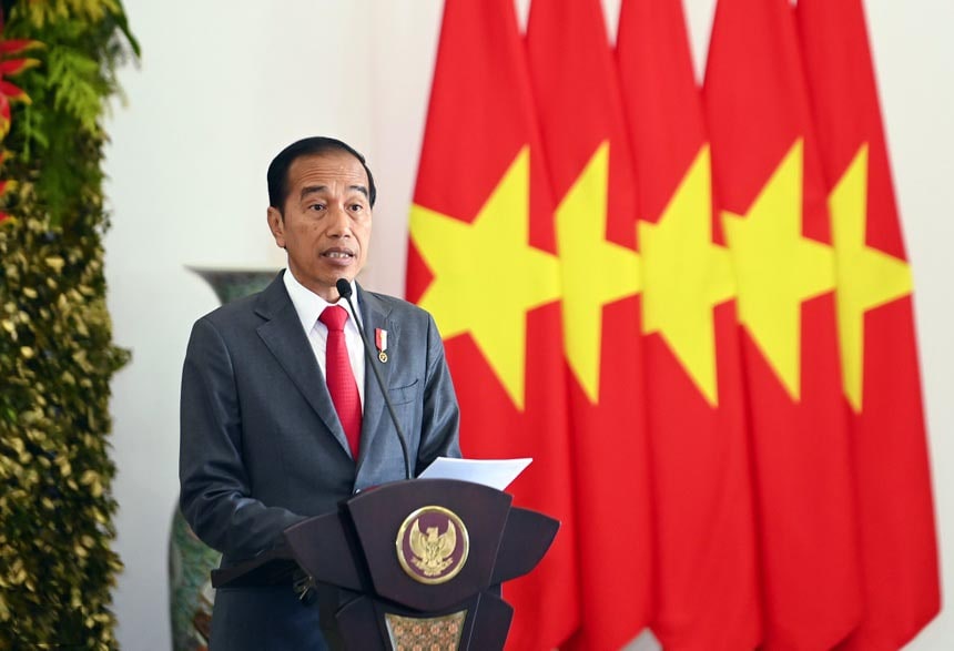 Tổng thống Indonesia Joko Widodo phát biểu tại điện Bogor, Indonesia ngày 22/12.