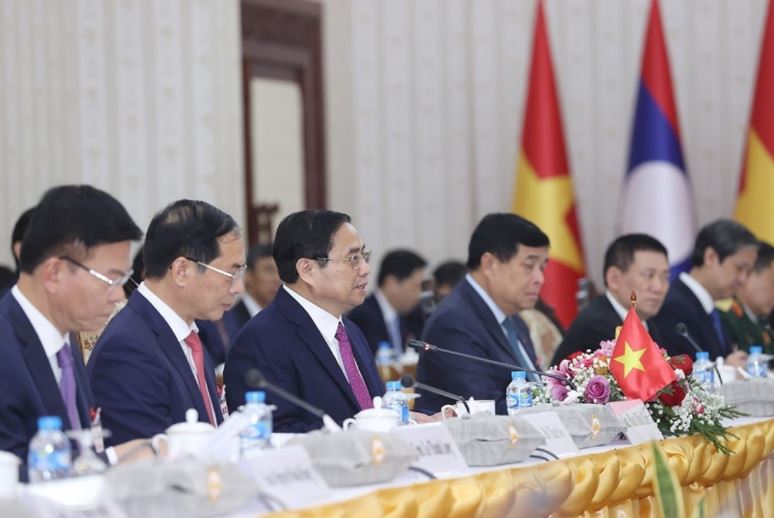 Thủ tướng Phạm Minh Chính phát biểu tại buổi hội đàm. 