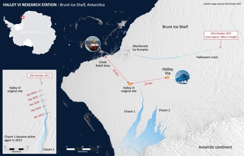 Do hoa the hien tinh trang them bang Brunt min 800x512 - Tảng băng trôi khổng lồ rộng 1.550 km2 vừa tách khỏi Nam Cực