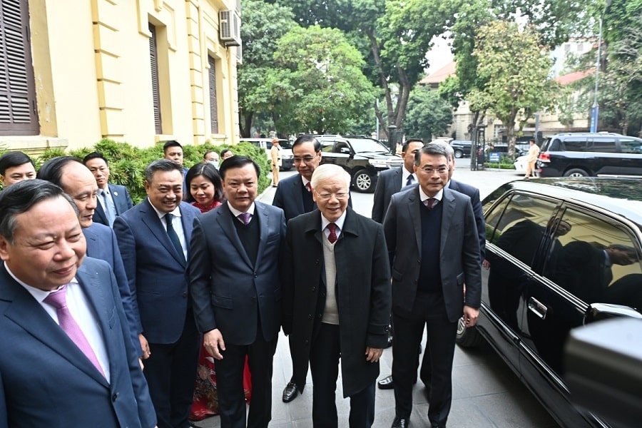 Tổng Bí thư Nguyễn Phú Trọng thăm, chúc Tết Đảng bộ, Chính quyền và Nhân dân thành phố Hà Nội