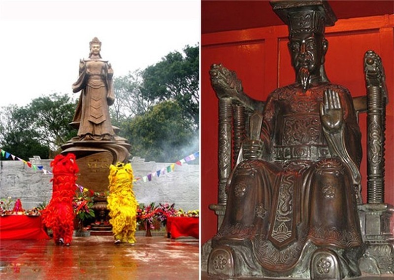 Tượng thờ của Nguyên phi Ỷ Lan và vua Lý Thánh Tông.