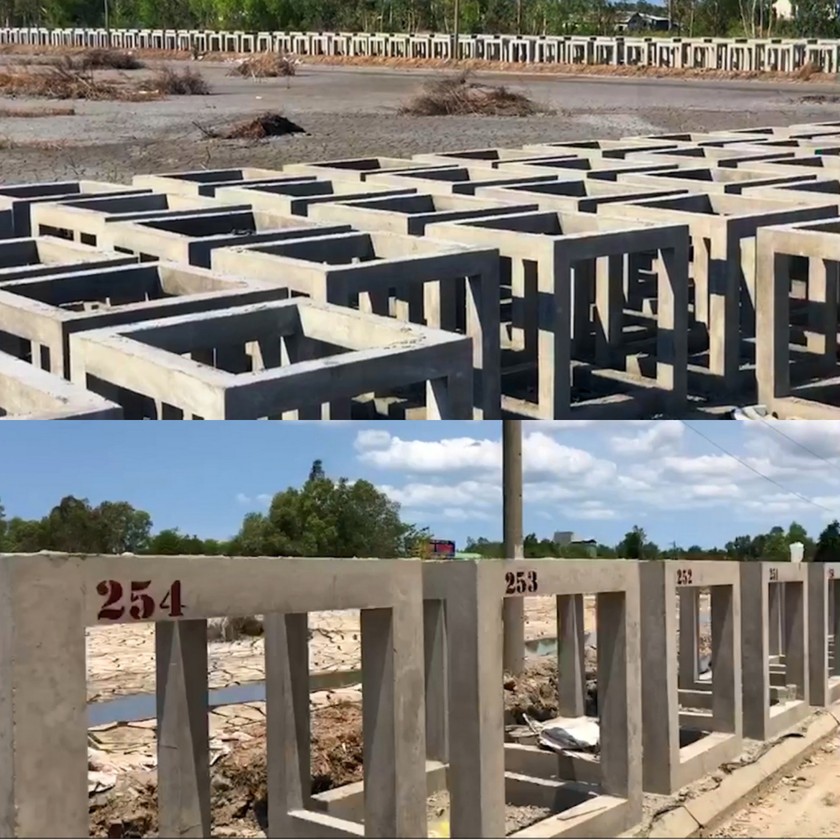 Các khung hình trụ làm bằng bê tông cốt thép trước khi thả rạn san hô nhân tạo xuống vùng biển Tây Cà Mau.