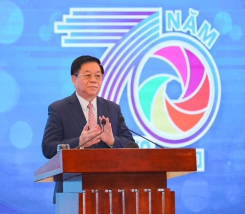 Đồng ch&iacute; Nguyễn Trọng Nghĩa, B&iacute; thư Trung ương Đảng, Trưởng Ban Tuy&ecirc;n gi&aacute;o Trung ương ph&aacute;t biểu trong lễ kỷ niệm.(Ảnh: Thanh T&ugrave;ng/TTXVN)
