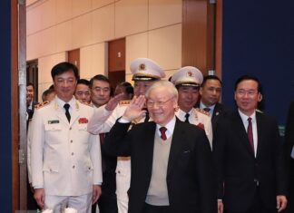 Tổng Bí thư Nguyễn Phú Trọng đến dự lễ kỷ niệm. (Ảnh: Trí Dũng/TTXVN)