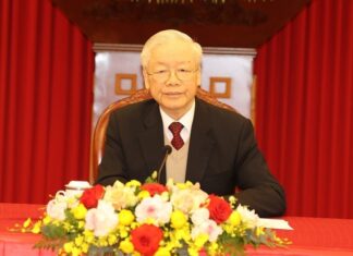 Tổng bí thư Nguyễn Phú Trọng điện đàm cấp cao với Tổng thống Mỹ Joe Biden. Ảnh: TTXVN