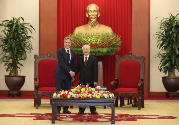 2 1 601x420 - Những hình ảnh Tổng Bí thư Nguyễn Phú Trọng tiếp Ngoại trưởng Mỹ Antony Blinken