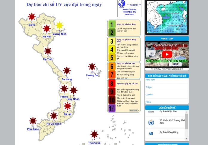 Chỉ số tia UV tại nhiều tỉnh, thành phố ở mức nguy cơ gây hại rất cao
