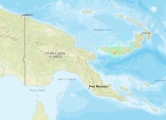 Động đất có độ lớn 6,2 xảy ra ở phía Nam Papua New Guinea