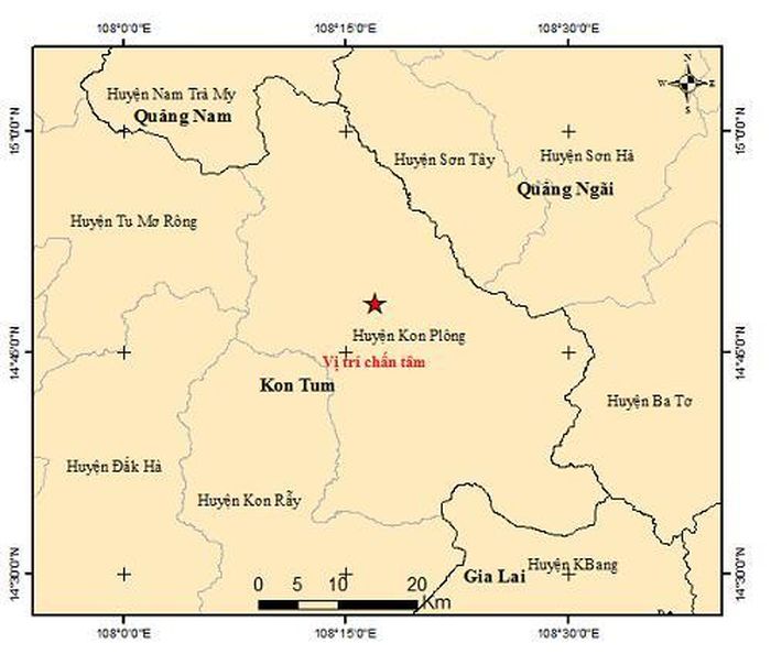 Sáng nay, Kon Tum động đất 3.1 độ
