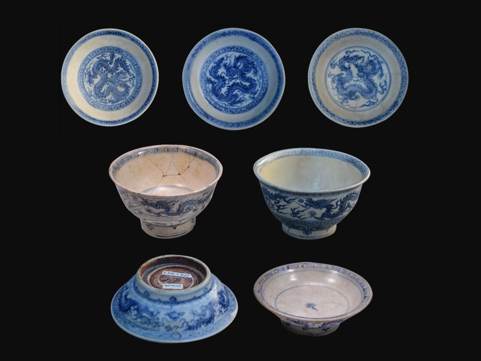 Cận cảnh bảo vật quốc gia - bộ bát, đĩa gốm hoa lam ngự dụng thời Lê sơ