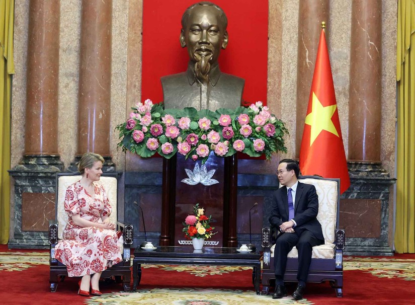 Chu tich nuoc Vo Van Thuong tiep Hoang hau Bi Mathilde - Chủ tịch nước mong muốn UNICEF Bỉ hỗ trợ Việt Nam trong giáo dục và y tế