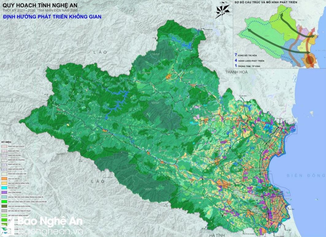 Dinh huong phat trien khong gian Quy hoach tinh Nghe An min - HĐND tỉnh Nghệ An quyết nghị thông qua Quy hoạch tỉnh Nghệ An thời kỳ 2021-2030, tầm nhìn đến năm 2050