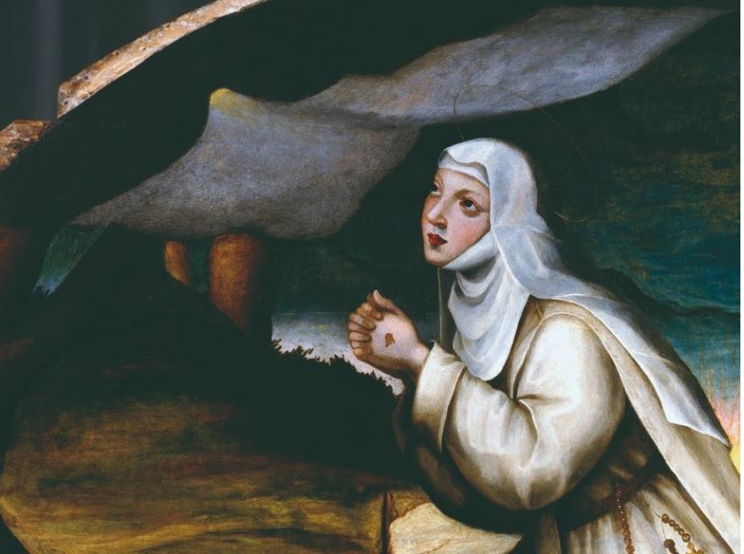 Một phần tranh Saint Catherine in prayer của Plautilla Nelli.