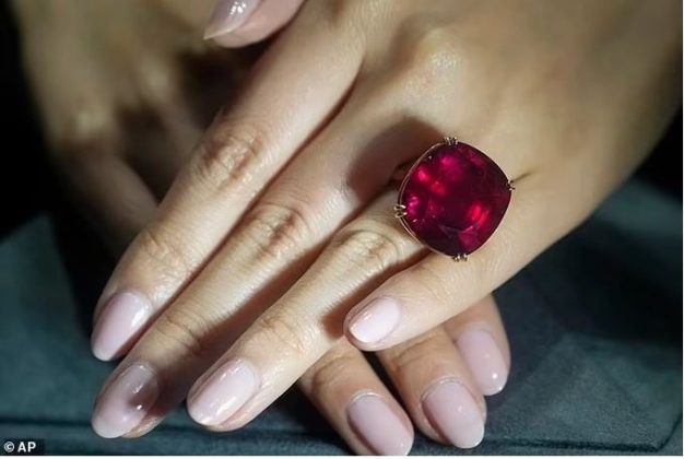 Vi&ecirc;n hồng ngọc Estrela de Fura c&oacute; k&iacute;ch thước 55,22 carat (Ảnh: Daily Mail).