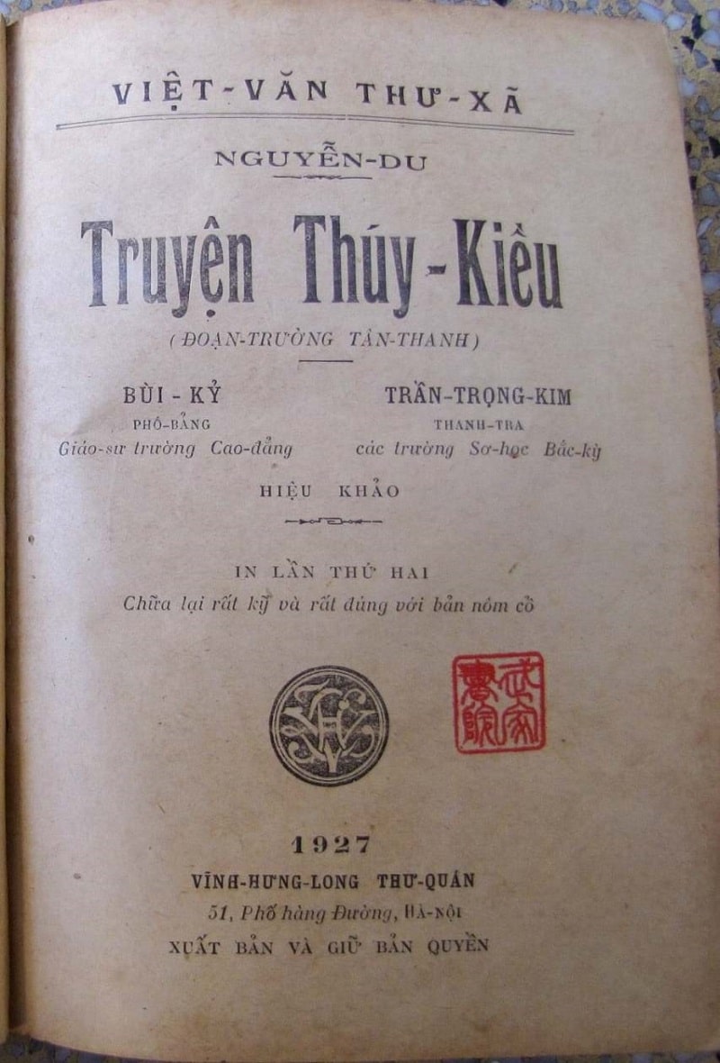 Truyện Thúy Kiều bản hiệu khảo của Bùi Kỷ và Trần Trọng Kim in lần 2 năm 1927.