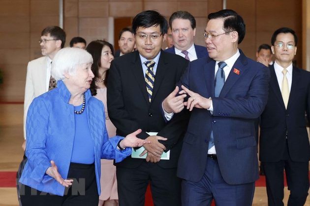 Chủ tịch Quốc hội Vương Đ&igrave;nh Huệ v&agrave; Bộ trưởng Bộ T&agrave;i ch&iacute;nh Hoa Kỳ Janet Yellen.