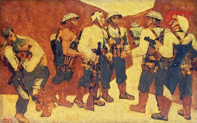 Bảo vật quốc gia - t&aacute;c phẩm 'Kết nạp Đảng ở Điện Bi&ecirc;n Phủ' (Nguyễn S&aacute;ng).