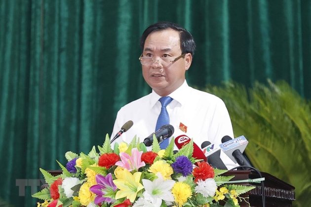 Ph&oacute; B&iacute; thư Tỉnh ủy, Chủ tịch Ủy ban Nh&acirc;n d&acirc;n tỉnh Quảng Trị V&otilde; Văn Hưng ph&aacute;t biểu.
